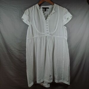 BCBGMAXAZRIA Button‎ Front Rayon Short Dress White Size Small